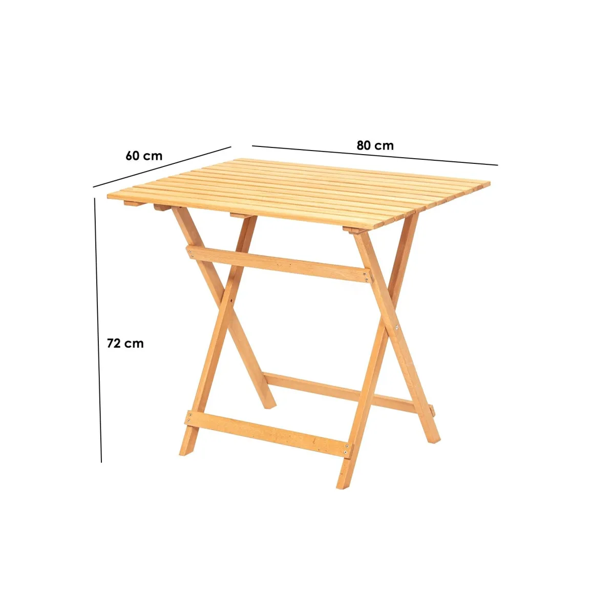 Tavolo da Esterno Marrone 4 Posti Tavolo Tavolino Pieghevole 80x60x72h cm, Finitura Effetto Doghe - Lestizza