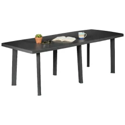 Tavoli Da Esterno > Dmora Tavolo da Esterno 12 Posti Meccanismo Estensione Allunga Centrale 216x90x72h cm, Allungabile Made in Italy - Adonas Nero Antracite