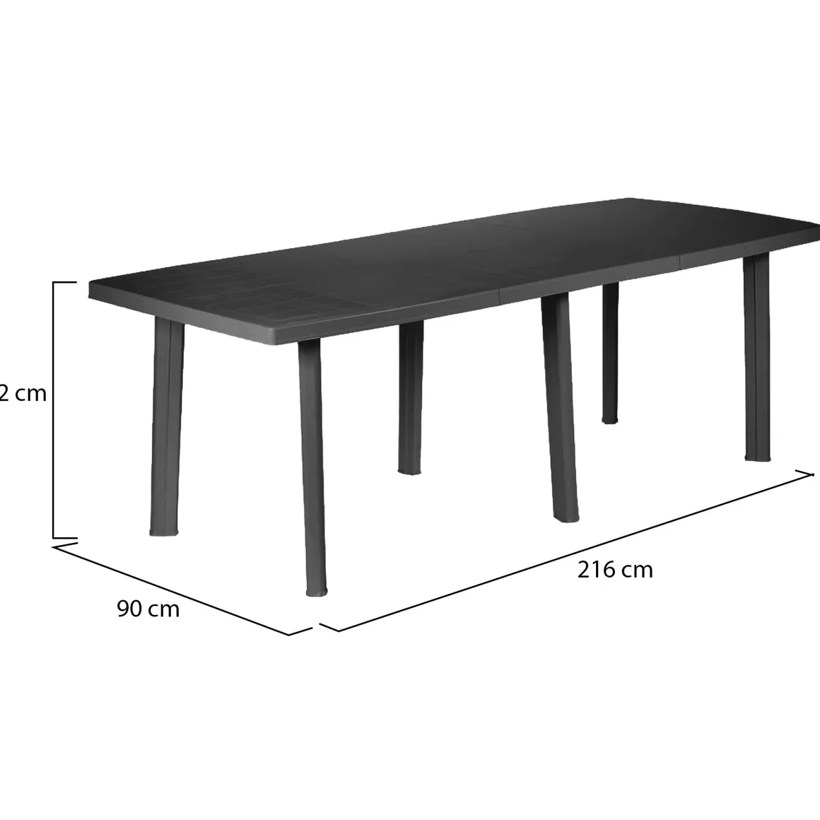 Tavolo da Esterno Nero Antracite 10 Posti Meccanismo Estensione Allunga Centrale 216x90x72h cm, Allungabile Made in Italy - Crossley