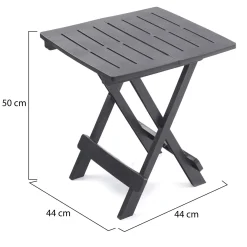 Tavolo da Esterno Nero Antracite 2 Posti Lunghezza Massima 44 cm 44x44x50h cm, Finitura Effetto Liscio Made in Italy - Elpino
