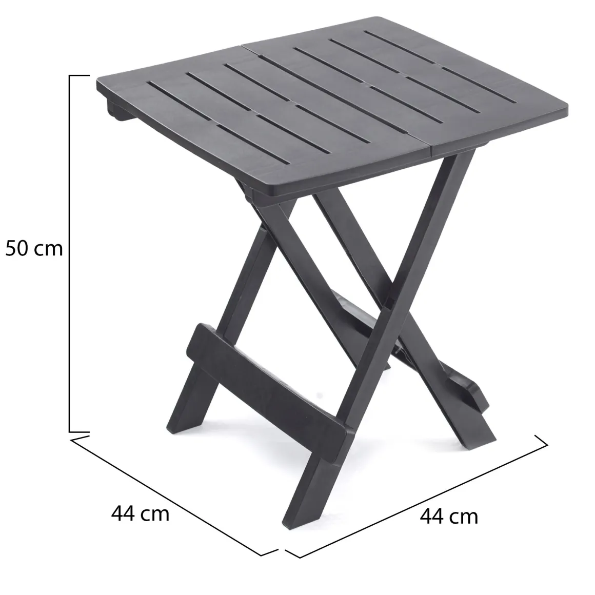 Tavolo da Esterno Nero Antracite 2 Posti Lunghezza Massima 44 cm 44x44x50h cm, Finitura Effetto Liscio Made in Italy - Elpino