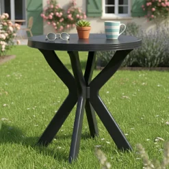 Tavoli Da Esterno > Dmora Tavolo da Esterno 2 Posti Lunghezza Massima 70 cm 70x70x72h cm, Finitura Effetto Liscio Made in Italy - Trimble Nero Antracite