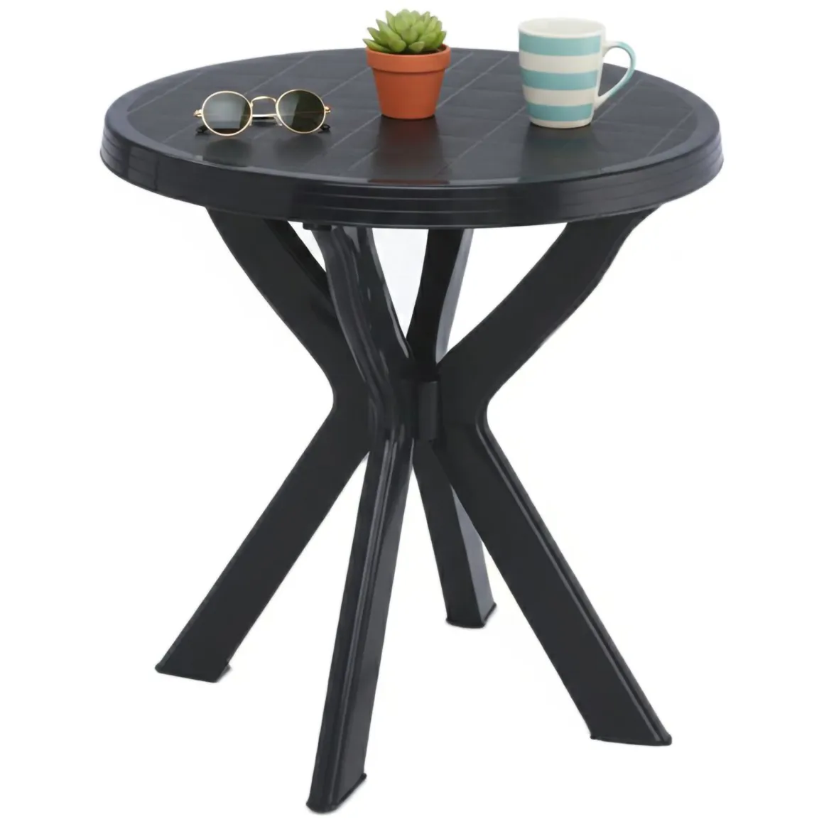 Tavolo da Esterno Nero Antracite 2 Posti Lunghezza Massima 70 cm 70x70x72h cm, Finitura Effetto Liscio Made in Italy - Lorwood