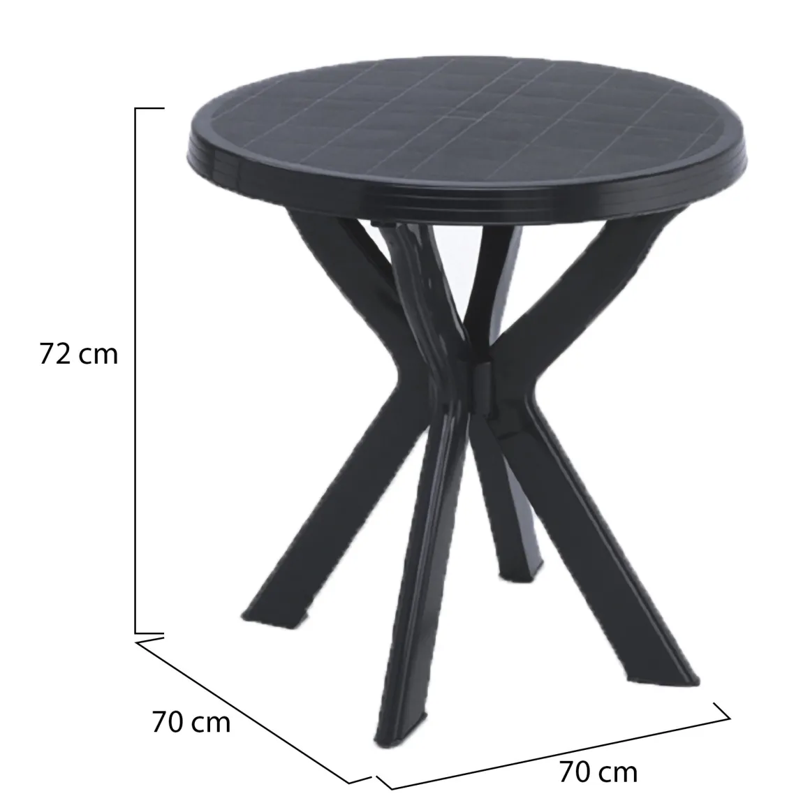 Tavolo da Esterno Nero Antracite 2 Posti Lunghezza Massima 70 cm 70x70x72h cm, Finitura Effetto Liscio Made in Italy - Lorwood