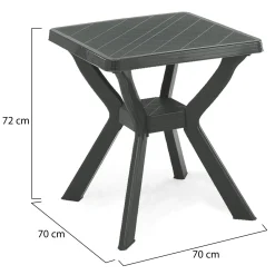 Tavolo da Esterno Nero Antracite 4 Posti Lunghezza Massima 70 cm 70x70x72h cm, Finitura Effetto Quadrettato Made in Italy - Straven