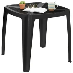 Tavolo da Esterno Nero Antracite 4 Posti Lunghezza Massima 75 cm 75x75x72h cm, Finitura Effetto Rattan Made in Italy - Stillions
