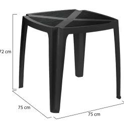 Tavolo da Esterno Nero Antracite 4 Posti Lunghezza Massima 75 cm 75x75x72h cm, Finitura Effetto Rattan Made in Italy - Stillions