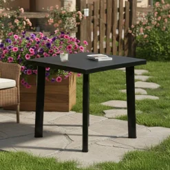 Tavolo da Esterno Nero Antracite 4 Posti Lunghezza Massima 80 cm 80x75x72h cm, Finitura Effetto Liscio Made in Italy - Tessner