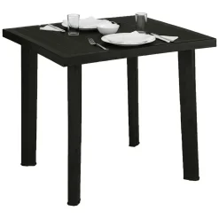 Tavolo da Esterno Nero Antracite 4 Posti Lunghezza Massima 80 cm 80x75x72h cm, Finitura Effetto Liscio Made in Italy - Tessner