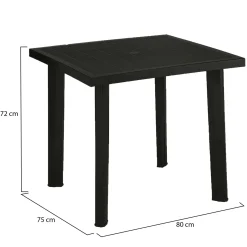 Tavolo da Esterno Nero Antracite 4 Posti Lunghezza Massima 80 cm 80x75x72h cm, Finitura Effetto Liscio Made in Italy - Tessner