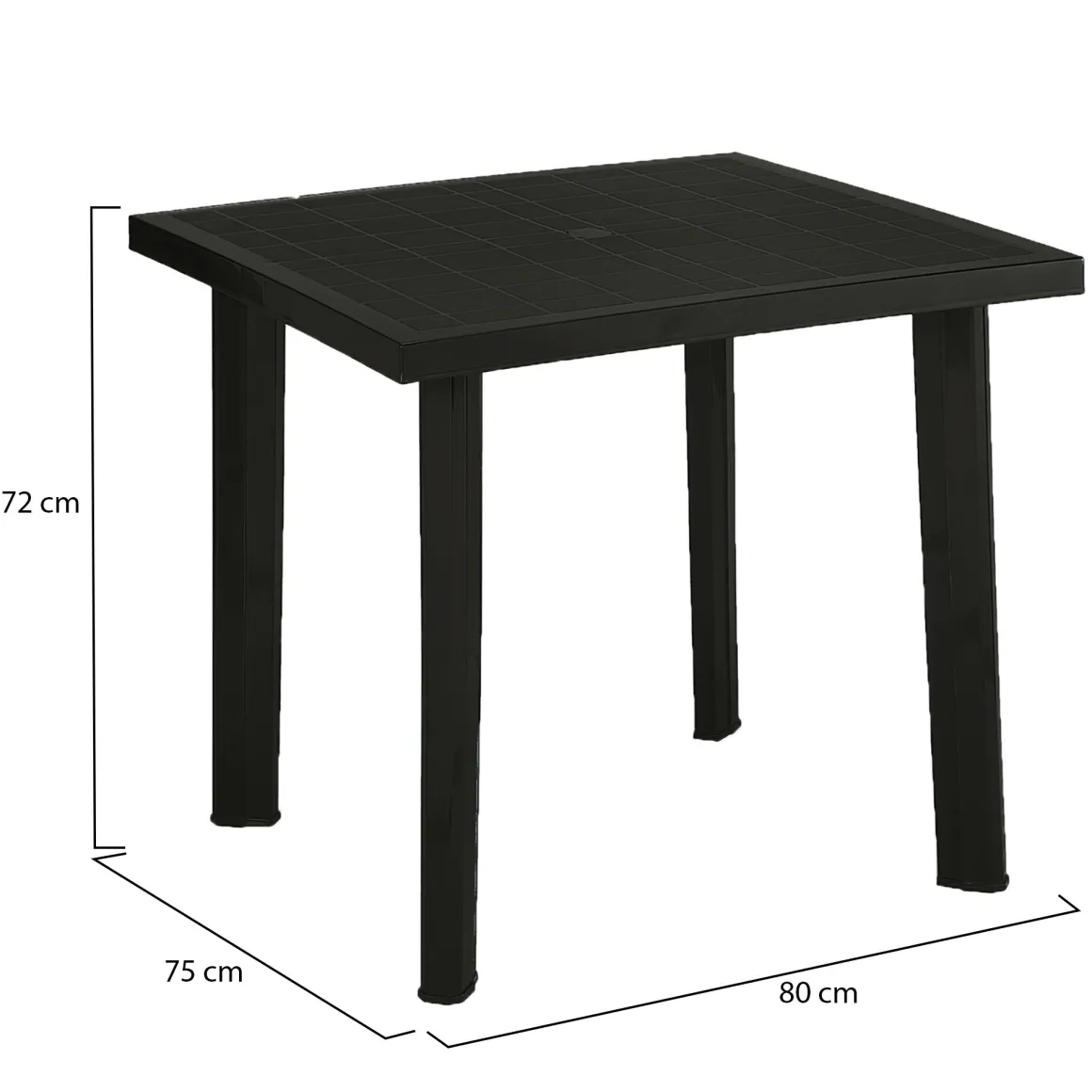 Tavolo da Esterno Nero Antracite 4 Posti Lunghezza Massima 80 cm 80x75x72h cm, Finitura Effetto Liscio Made in Italy - Tessner