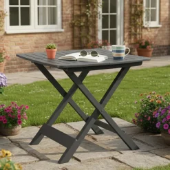 Tavoli Da Esterno > Dmora Tavolo da Esterno 6 Posti Lunghezza Massima 101 cm 101x68x72h cm, Finitura Effetto Liscio Made in Italy - Pinedale Nero Antracite
