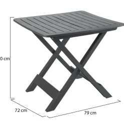 Tavolo da Esterno Nero Antracite 4 Posti Pieghevole 79x72x70h cm, Tavolo Tavolo Pieghevole Rettangolare Made in Italy - Ruthton