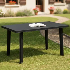 Tavoli Da Esterno > Dmora Tavolo da Esterno 6 Posti Lunghezza Massima 137 cm 137x85x72h cm, Finitura Effetto Liscio Made in Italy - Greggs Nero Antracite