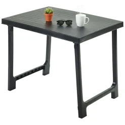 Tavolo da Esterno Nero Antracite 6 Posti Lunghezza Massima 81 cm 81x56x63h cm, Finitura Effetto Rigato Made in Italy - Beechwood