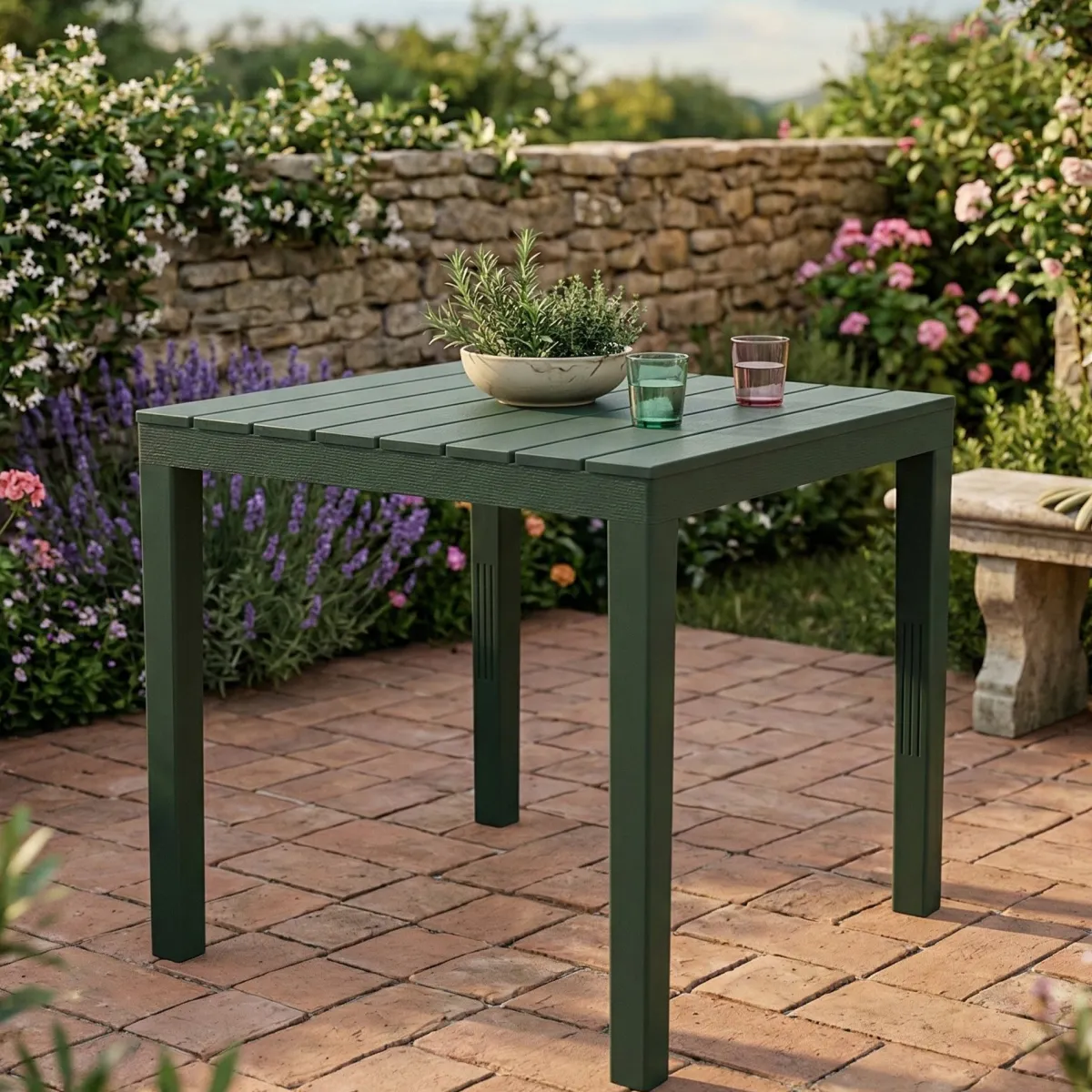 Tavoli Da Esterno|Outdoor > Dmora Tavolo da esterno 4 posti 78x78cm antracite - Vo Nero Antracite