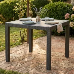 Tavoli Da Esterno > Dmora Tavolo da esterno 4 posti 95x95cm antracite - Terrace Nero Antracite