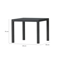 Tavoli Da Esterno > Dmora Tavolo da esterno 4 posti 95x95cm antracite - Terrace Nero Antracite