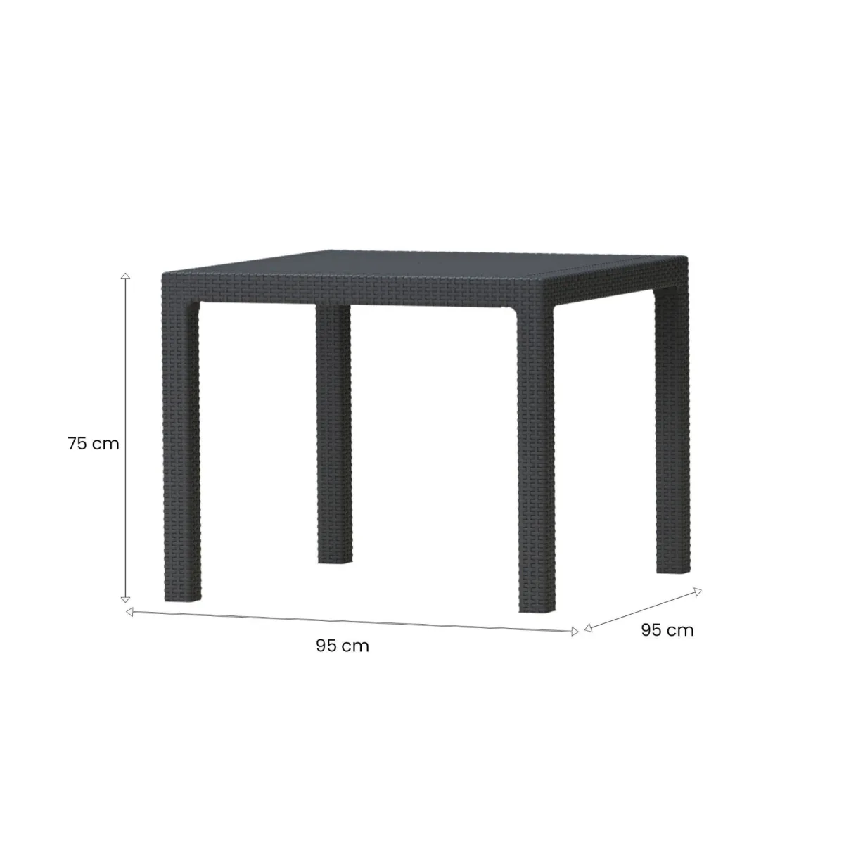 Tavoli Da Esterno > Dmora Tavolo da esterno 4 posti 95x95cm antracite - Terrace Nero Antracite