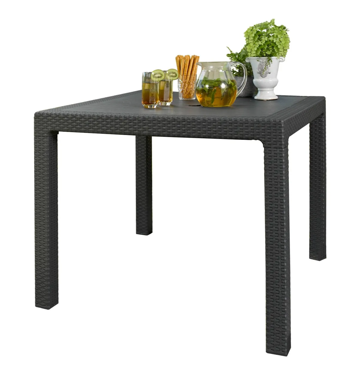 Tavoli Da Esterno > Dmora Tavolo da esterno 4 posti 95x95cm antracite - Terrace Nero Antracite