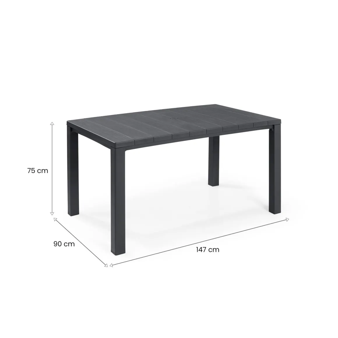 Tavolo da esterno 6 posti 147x90cm antracite - Listowel