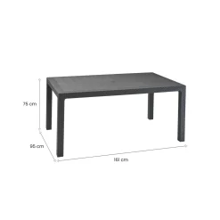 Tavolo da esterno 6 posti 94x160cm antracite - Pickering