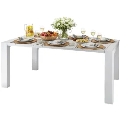 Tavoli Da Esterno > Dmora Tavolo da esterno 10 posti 160x98cm - Magelang Bianco