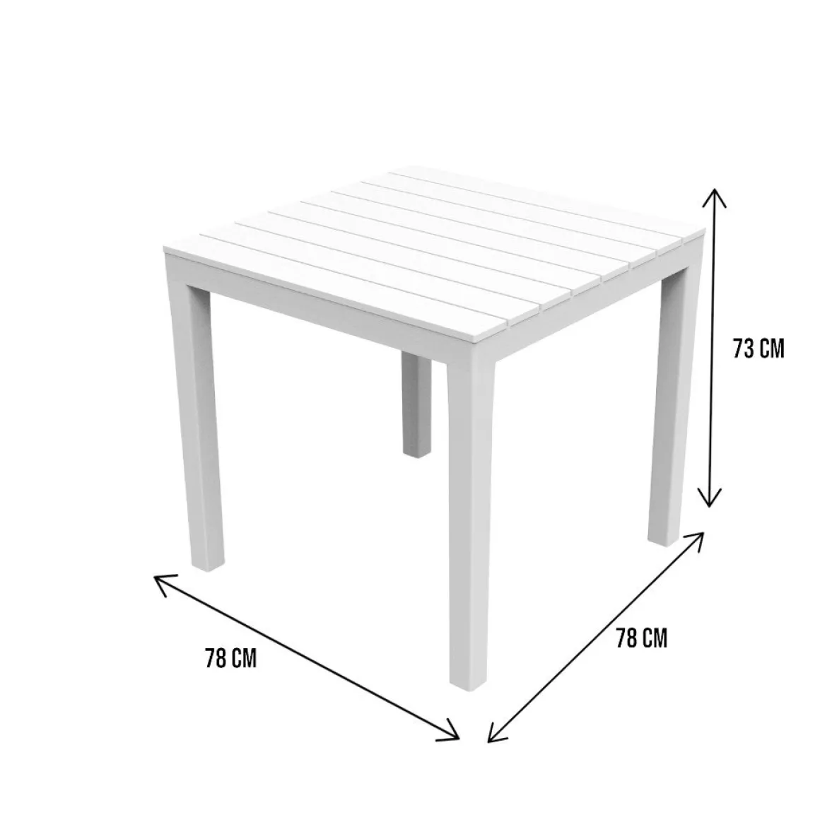 Tavolo da esterno 4 posti 78x78cm bianco - Vo
