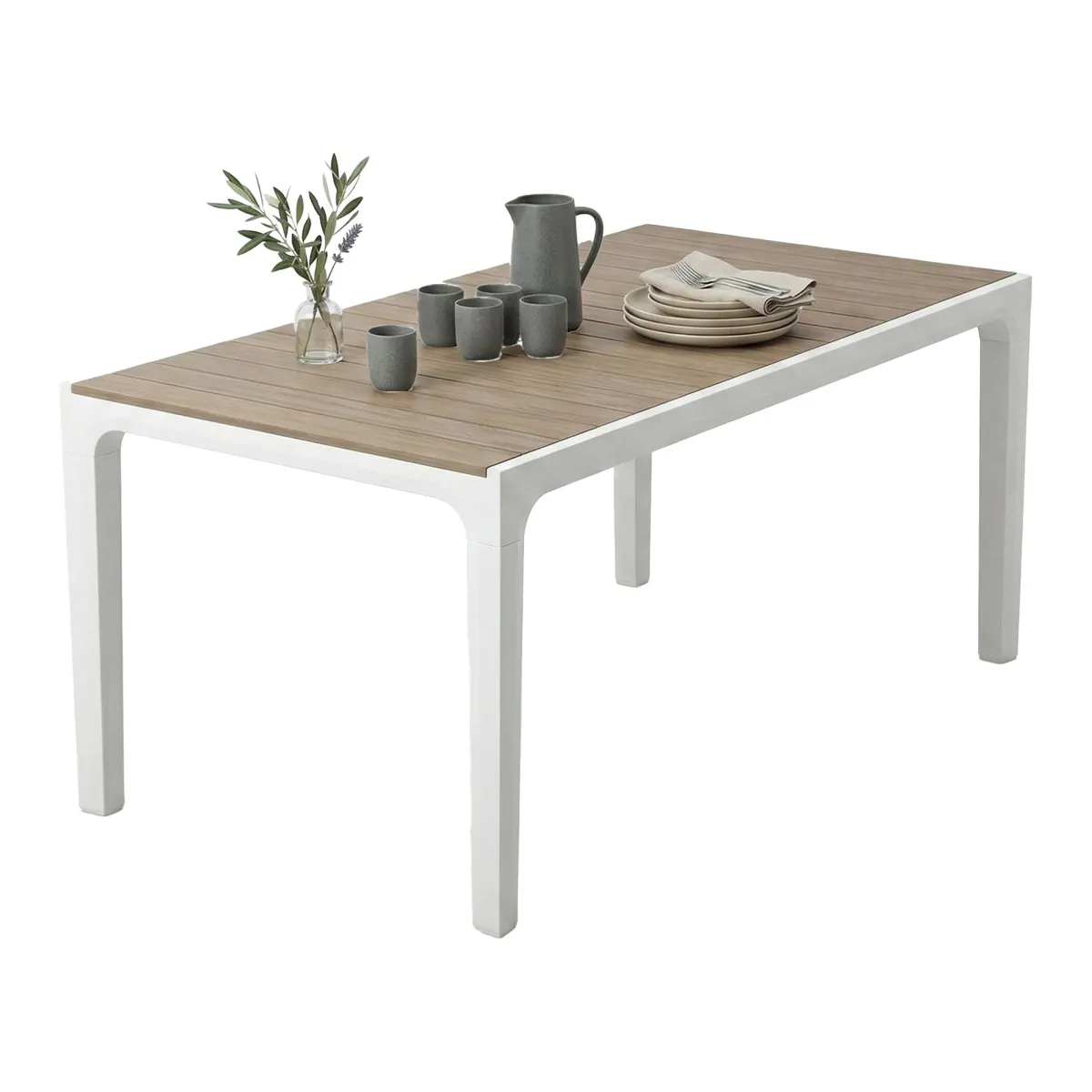 Tavoli Da Esterno > Dmora Tavolo da esterno 6 posti 160x90cm bianco e tortora - Innisfail Grigio, Bianco Tortora