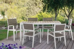 Tavoli Da Esterno > Dmora Tavolo da esterno 6 posti 160x90cm bianco e tortora - Innisfail Grigio, Bianco Tortora