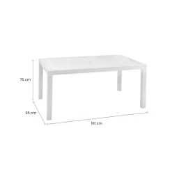 Tavoli Da Esterno > Dmora Tavolo da esterno 6 posti 94x160cm - Pickering Bianco