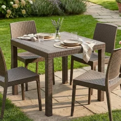 Tavoli Da Esterno|Outdoor > Dmora Tavolo da esterno 6 posti 80x80cm - Acqua Marrone