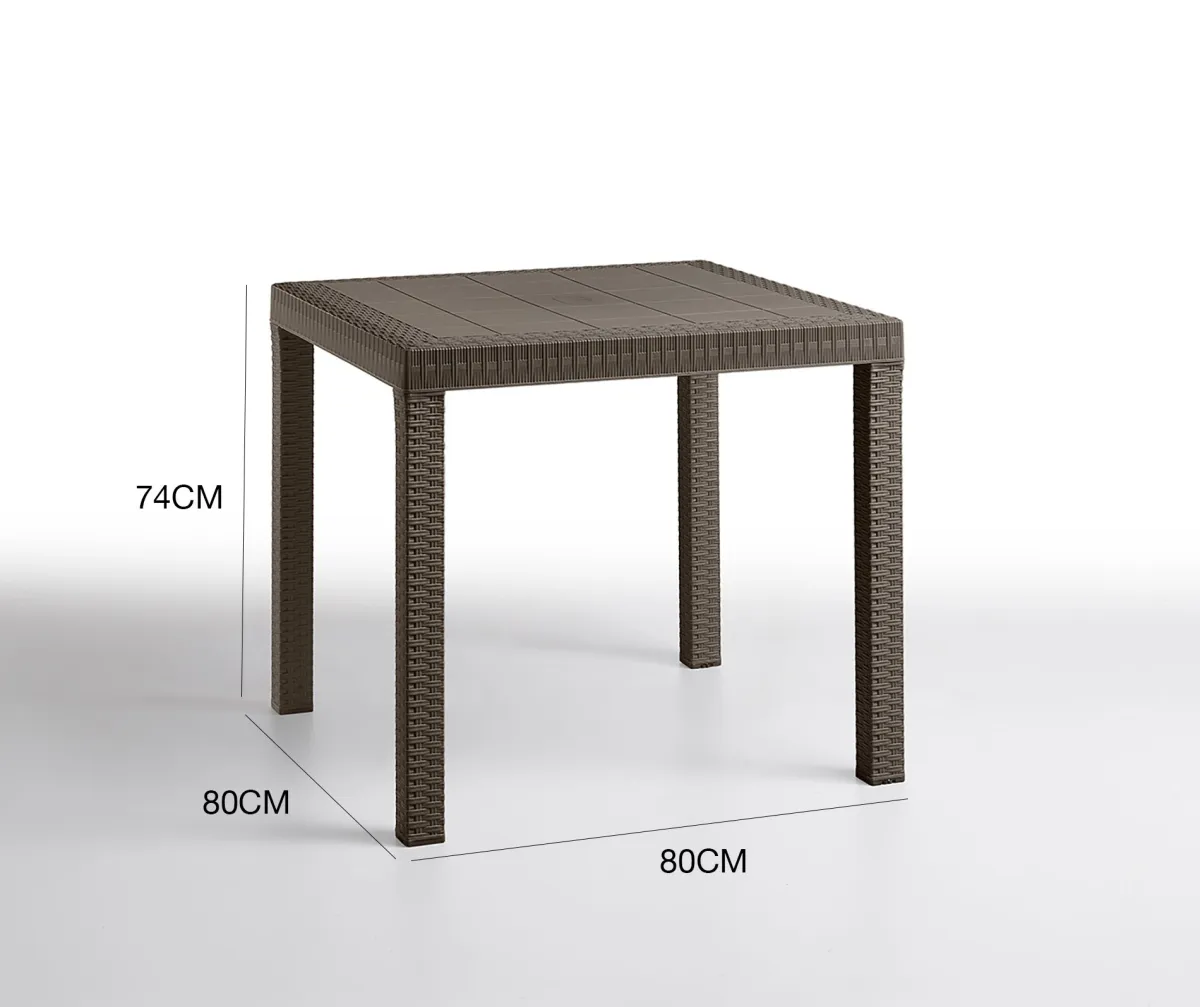 Tavoli Da Esterno|Outdoor > Dmora Tavolo da esterno 6 posti 80x80cm - Acqua Marrone