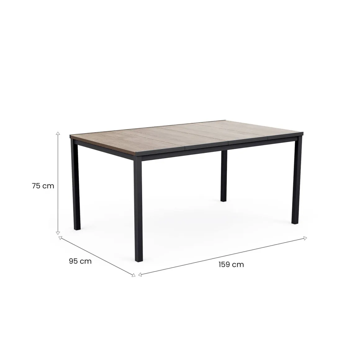 Tavolo da esterno 6 posti 159x95cm rovere e antracite - Sarnia