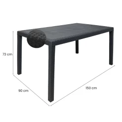 Tavoli Da Esterno|Outdoor > Dmora Tavolo da esterno resistente 10 posti 150x90cm antracite - Ariana Nero Antracite