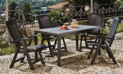 Tavoli Da Esterno|Outdoor > Dmora Tavolo da esterno resistente 10 posti 150x90cm antracite - Ariana Nero Antracite