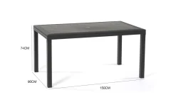 Tavoli Da Esterno > Dmora Tavolo da esterno rettangolare marrone in plastica Nero, Marrone Noce