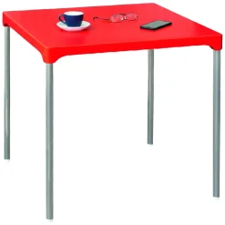 Tavoli Da Esterno > Dmora Tavolo da Esterno 4 Posti Tavolo Tavolo Fisso Quadrato 75x75x72h cm, Lunghezza Massima 75 cm Made in Italy - Brownstown Rosso