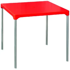 Tavoli Da Esterno > Dmora Tavolo da Esterno 4 Posti Tavolo Tavolo Fisso Quadrato 75x75x72h cm, Lunghezza Massima 75 cm Made in Italy - Brownstown Rosso