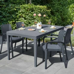 Tavoli Da Esterno > Dmora Tavolo da esterno Salmon, 160x90 h74 cm, Tortora Grigio Tortora