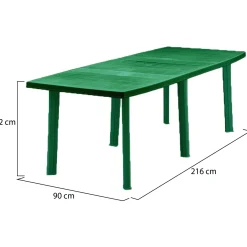Tavolo da Esterno Verde 10 Posti Meccanismo Estensione Allunga Centrale 216x90x72h cm, Allungabile Made in Italy - Crossley