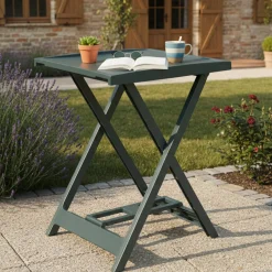 Tavoli Da Esterno > Dmora Tavolo da Esterno 2 Posti Tavolo Tavolo da Esterno Pieghevole 44x44x50h cm, Lunghezza Massima 44 cm Made in Italy - Elpino Verde