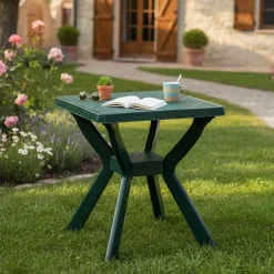 Tavoli Da Esterno > Dmora Tavolo da Esterno 4 Posti Tavolo Tavolo Fisso Quadrato 75x75x72h cm, Lunghezza Massima 75 cm Made in Italy - Brownstown Verde