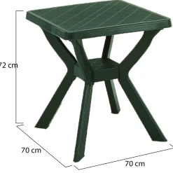 Tavolo da Esterno Verde 4 Posti Tavolo Tavolo Fisso Quadrato 70x70x72h cm, Lunghezza Massima 70 cm Made in Italy - Straven