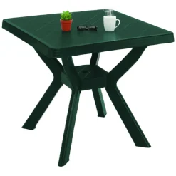 Tavoli Da Esterno > Dmora Tavolo da Esterno 4 Posti Tavolo Tavolo Fisso Rotondo 90x90x72h cm, Lunghezza Massima 90 cm Made in Italy - Brooksdale Verde