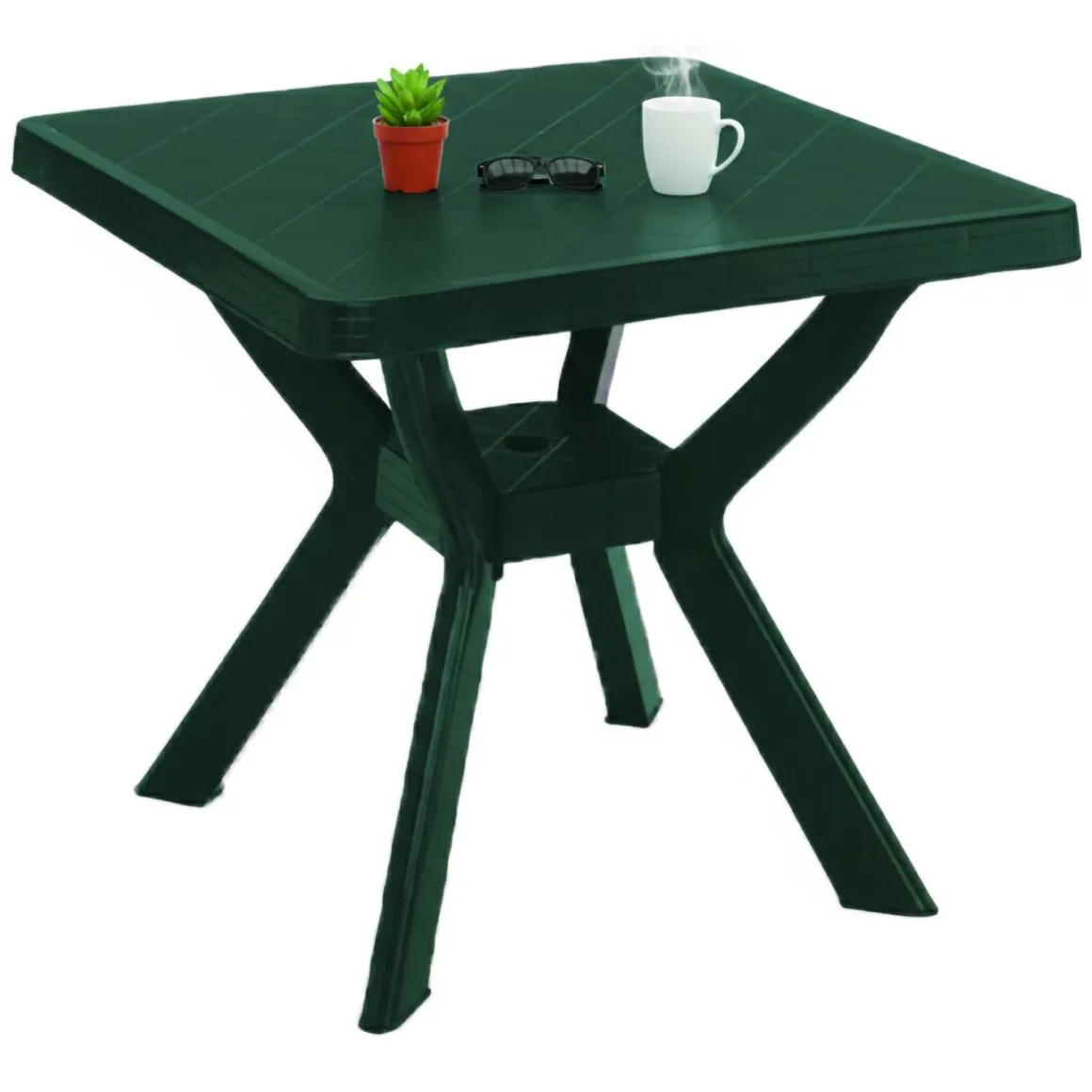 Tavoli Da Esterno > Dmora Tavolo da Esterno 4 Posti Tavolo Tavolo Fisso Rotondo 90x90x72h cm, Lunghezza Massima 90 cm Made in Italy - Brooksdale Verde