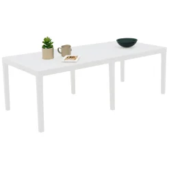 Tavoli Da Esterno|Outdoor > Dmora Tavolo da giardino allungabile 8-10 posti 150/220x90cm - Arabesch Bianco