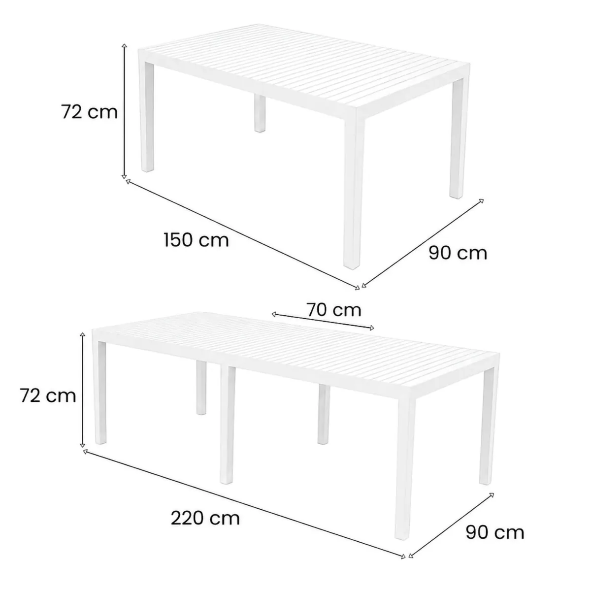 Tavoli Da Esterno|Outdoor > Dmora Tavolo da giardino allungabile 8-10 posti 150/220x90cm - Arabesch Bianco