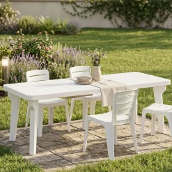 Tavolo da giardino allungabile 8-10 posti 160/220x90cm bianco - Anatre