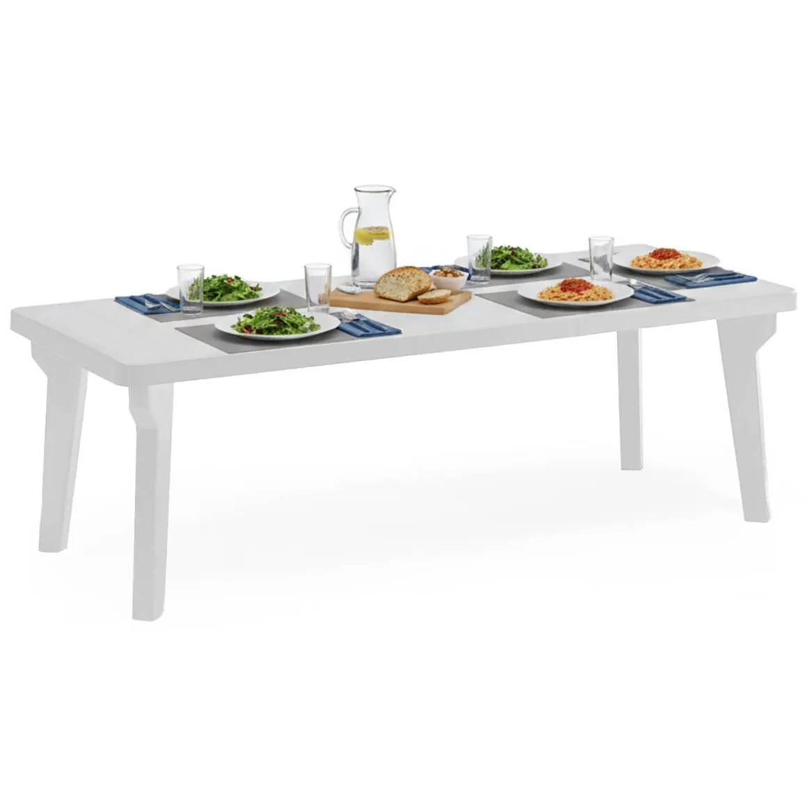 Tavoli Da Esterno > Dmora Tavolo da giardino allungabile 8-10 posti 160/230x98cm - Lahat Bianco